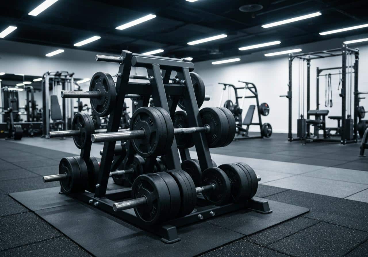 Barre de powerlifting chargée avec disques de fonte