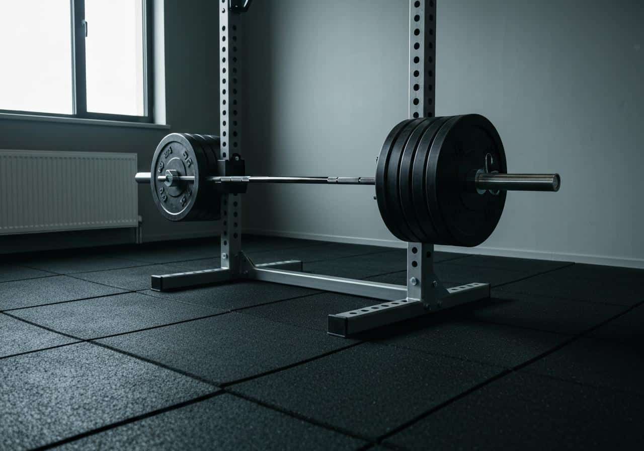 Barre de powerlifting chargée en salle de sport