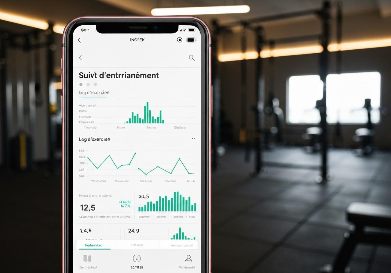 Application Hevy affichée sur smartphone en salle de musculation