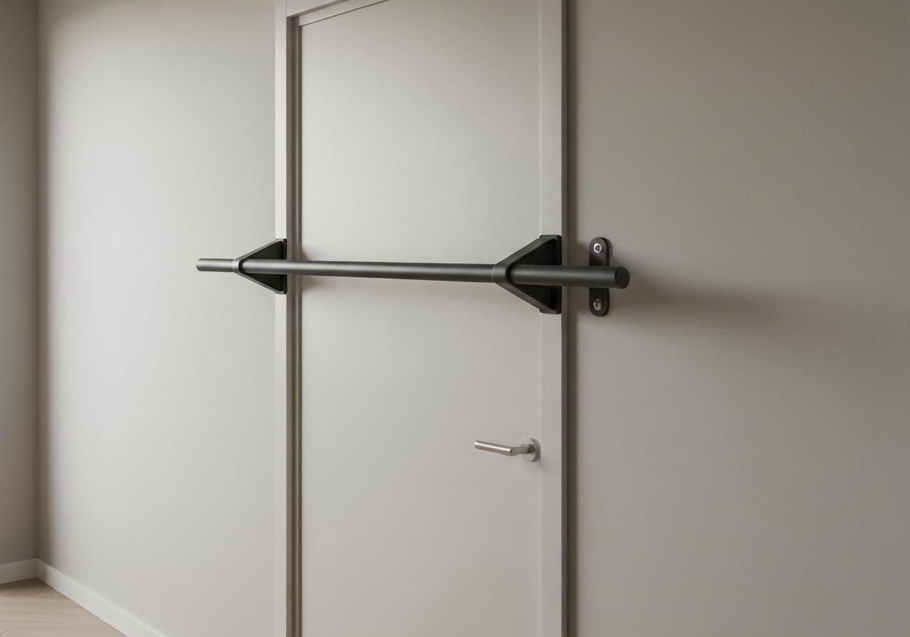 Barre de traction fixée dans un encadrement de porte