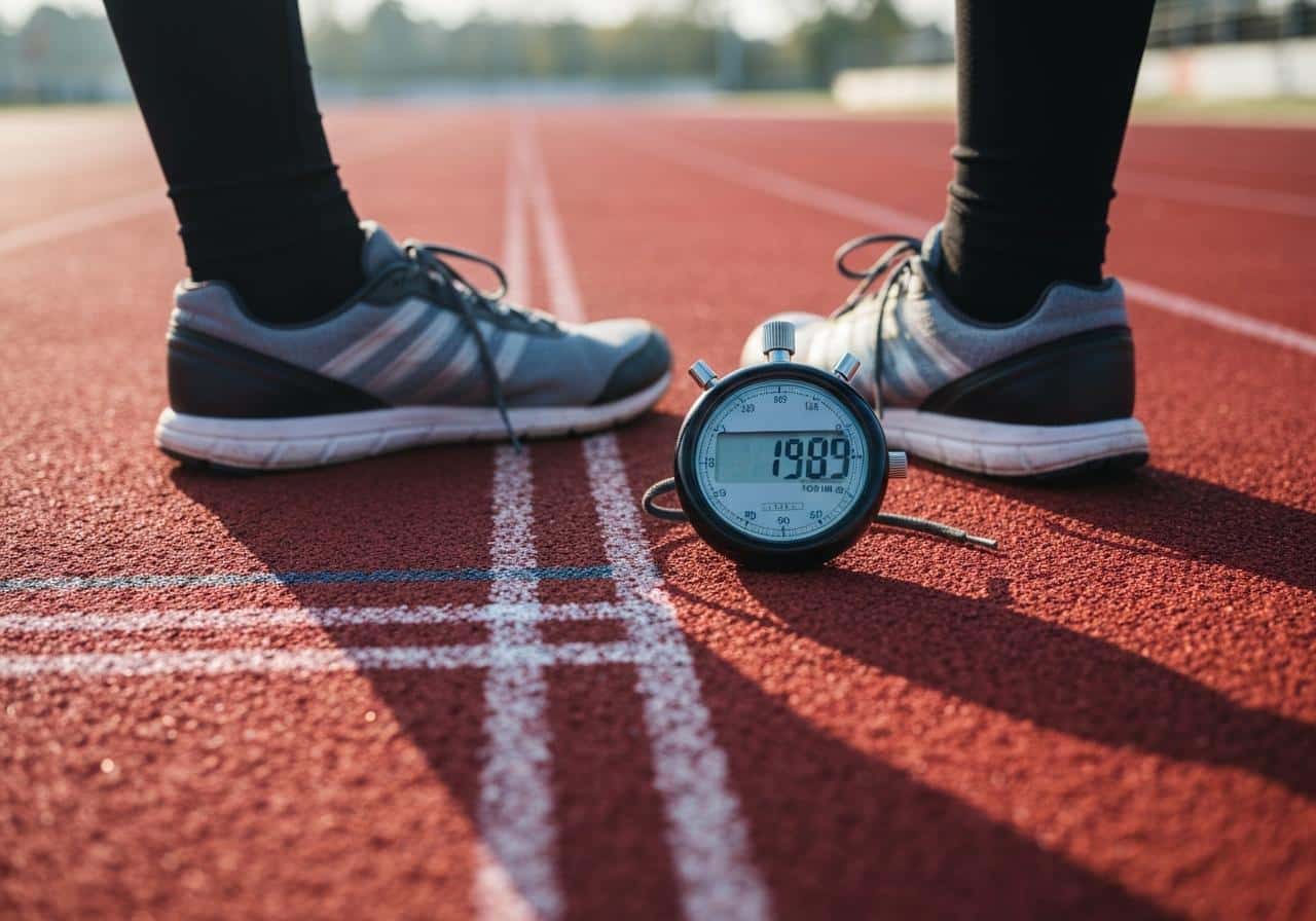 Coureur sur piste extérieure contrôlant son allure