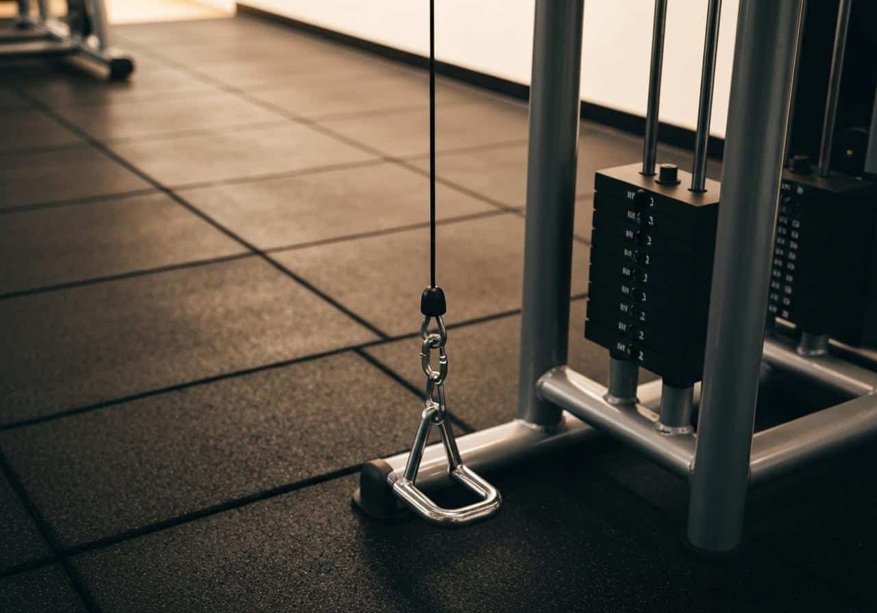 Poulie basse avec poignée en V en salle de musculation