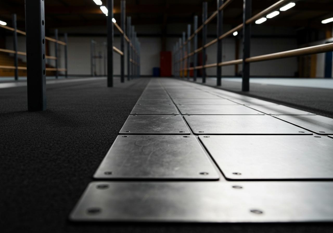 Barre d'haltérophilie au sol en position de départ power clean