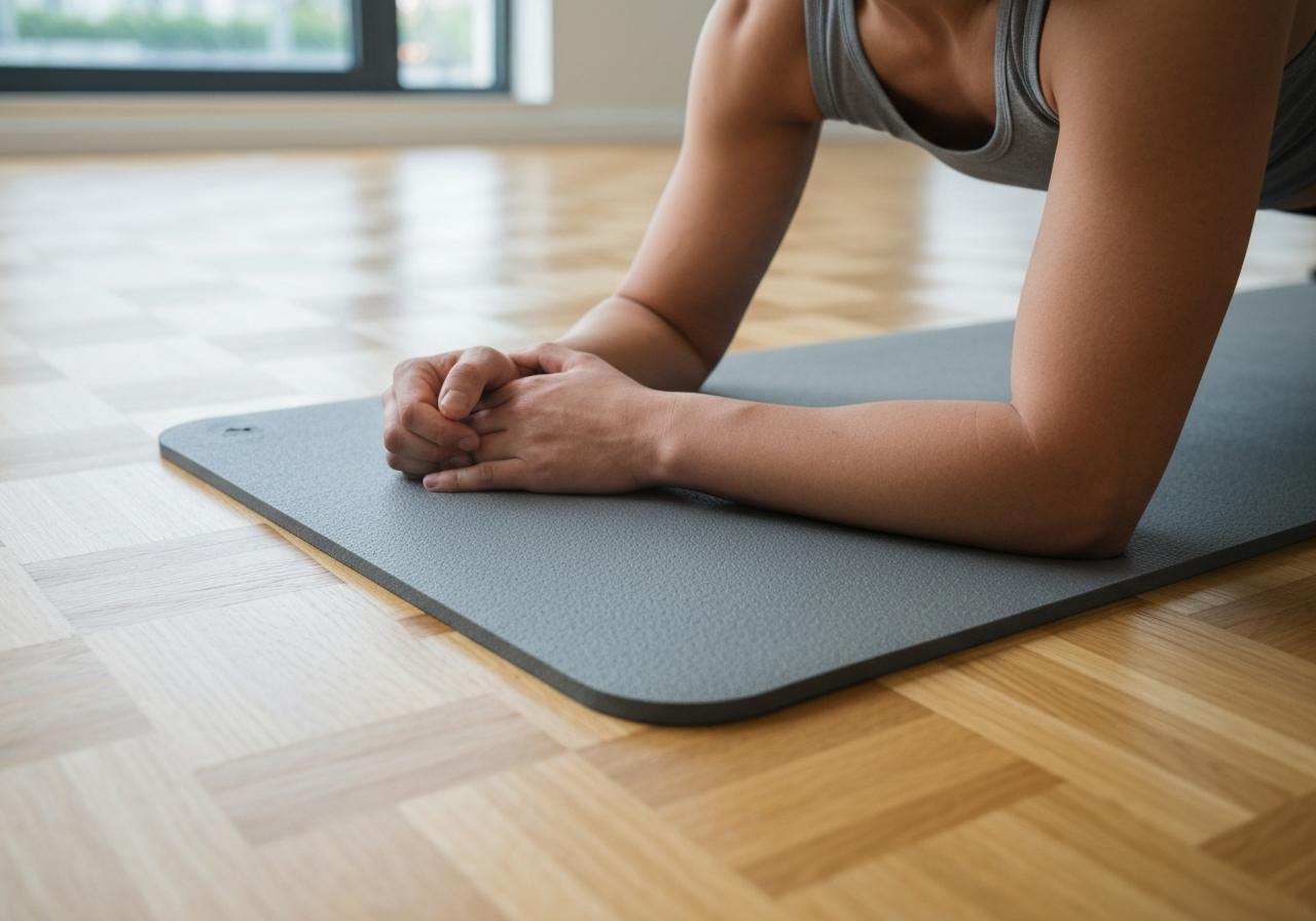 Exercice de gainage sur tapis de sport, position planche