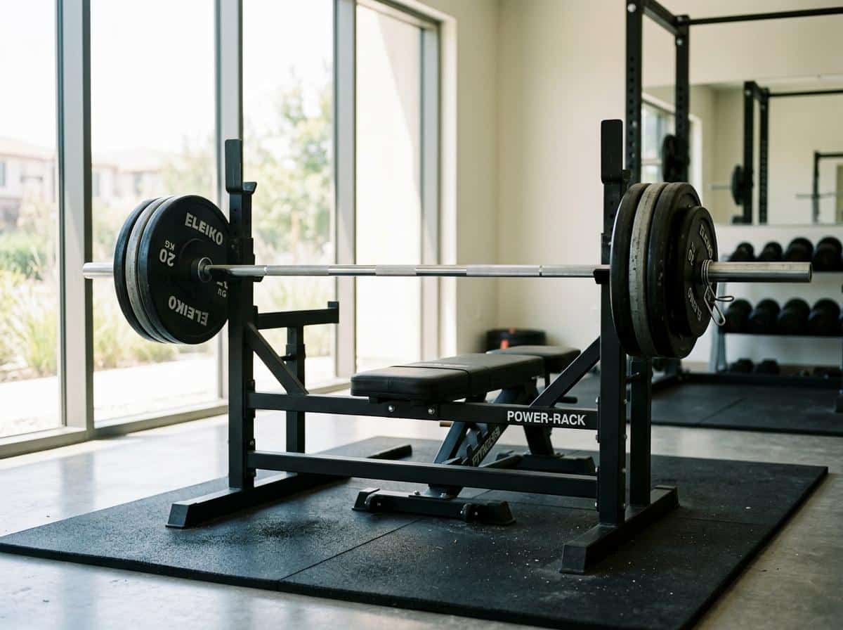 Banc et barre chargée pour hip thrust